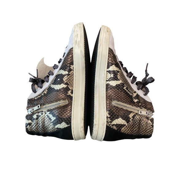 P448 Python Brown Snakeskin Print High Top Sneakers 39 - Picture 4 of 9